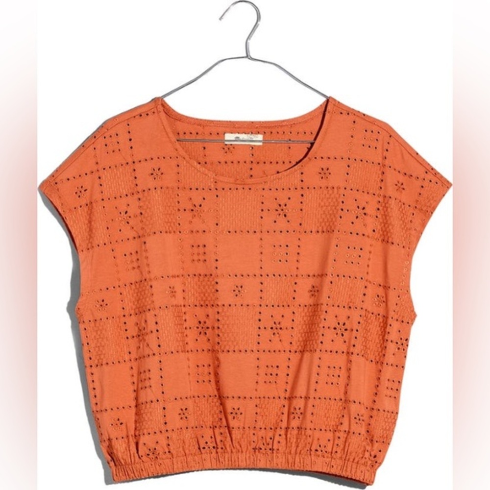 MADEWELL Eyelet Embroidered Checkerboard Top Earthen Red NWT Size - XXL